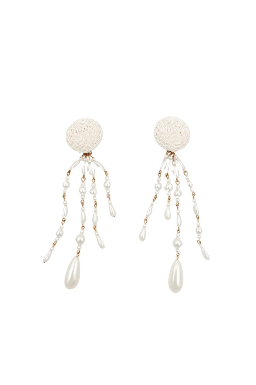 Vintage 1980s Satin Cord Dome and Faux Pearl Shoulder Duster Earrings